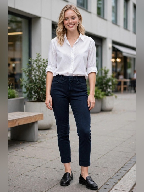 Banana Republic Denim - Banana Republic Sloan Crop Pants Navy Stretch Tailored Size 6